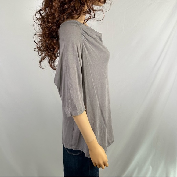 Garnet Hill Grey Cowl Neck Lightweight Short Sleeve Top Size XL - Picture 2 of 5